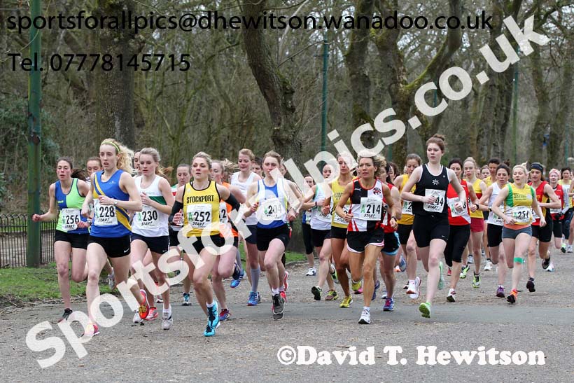 Start of the senior womens 6 stage relay, 2014 Northern 12 and 6 Stage Relays, Heaton Park, Manchester. Photo: David T. Hewitson/Sports for All Pics